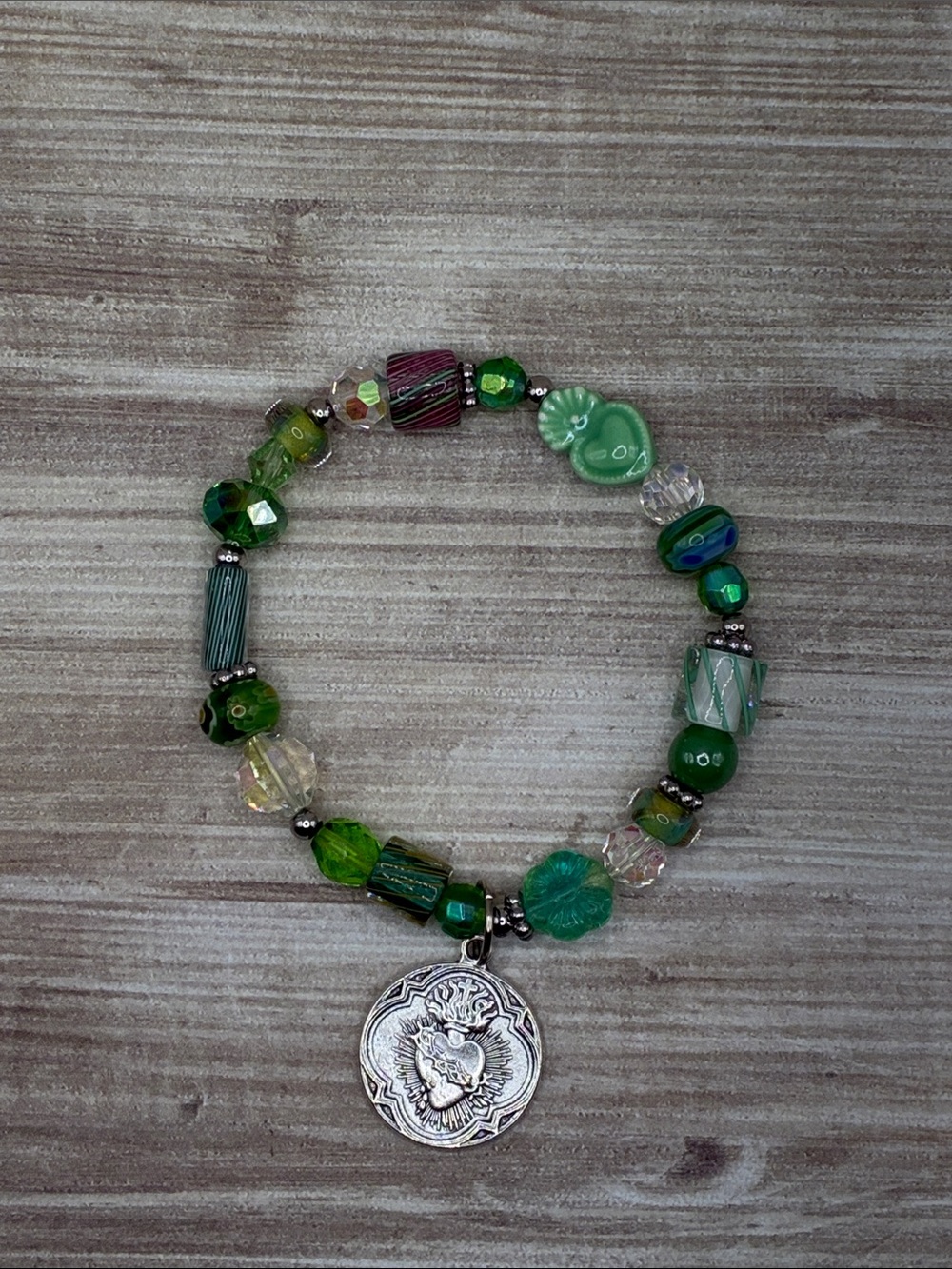 Premium Beaded Bracelet with Sacred Heart Charm